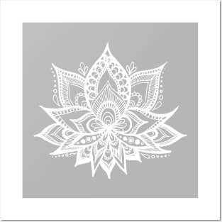 Grey Lotus Flower Posters and Art